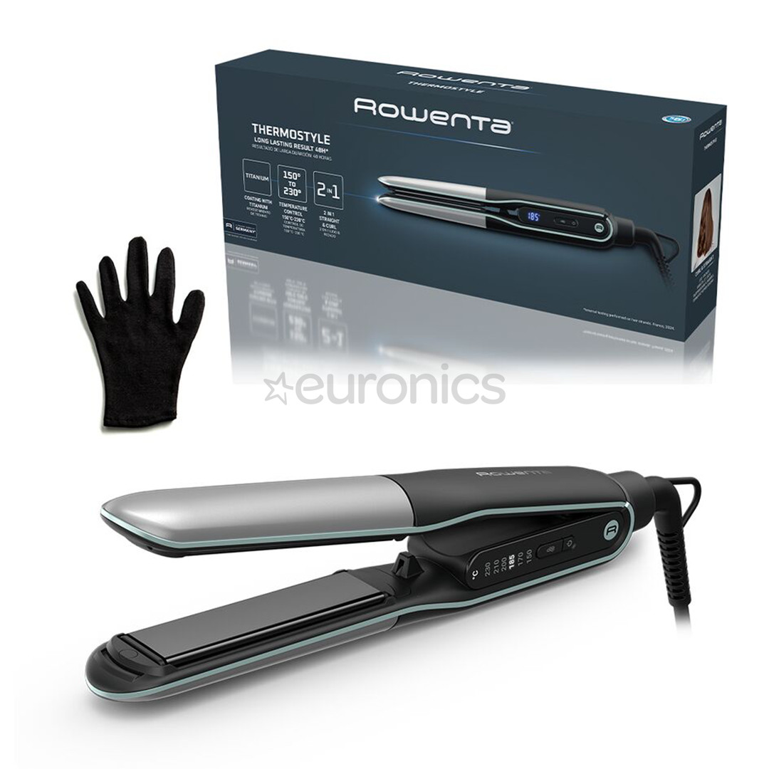 Rowenta Thermostyle 2-in-1, melna/pelēka - Matu taisnotājs