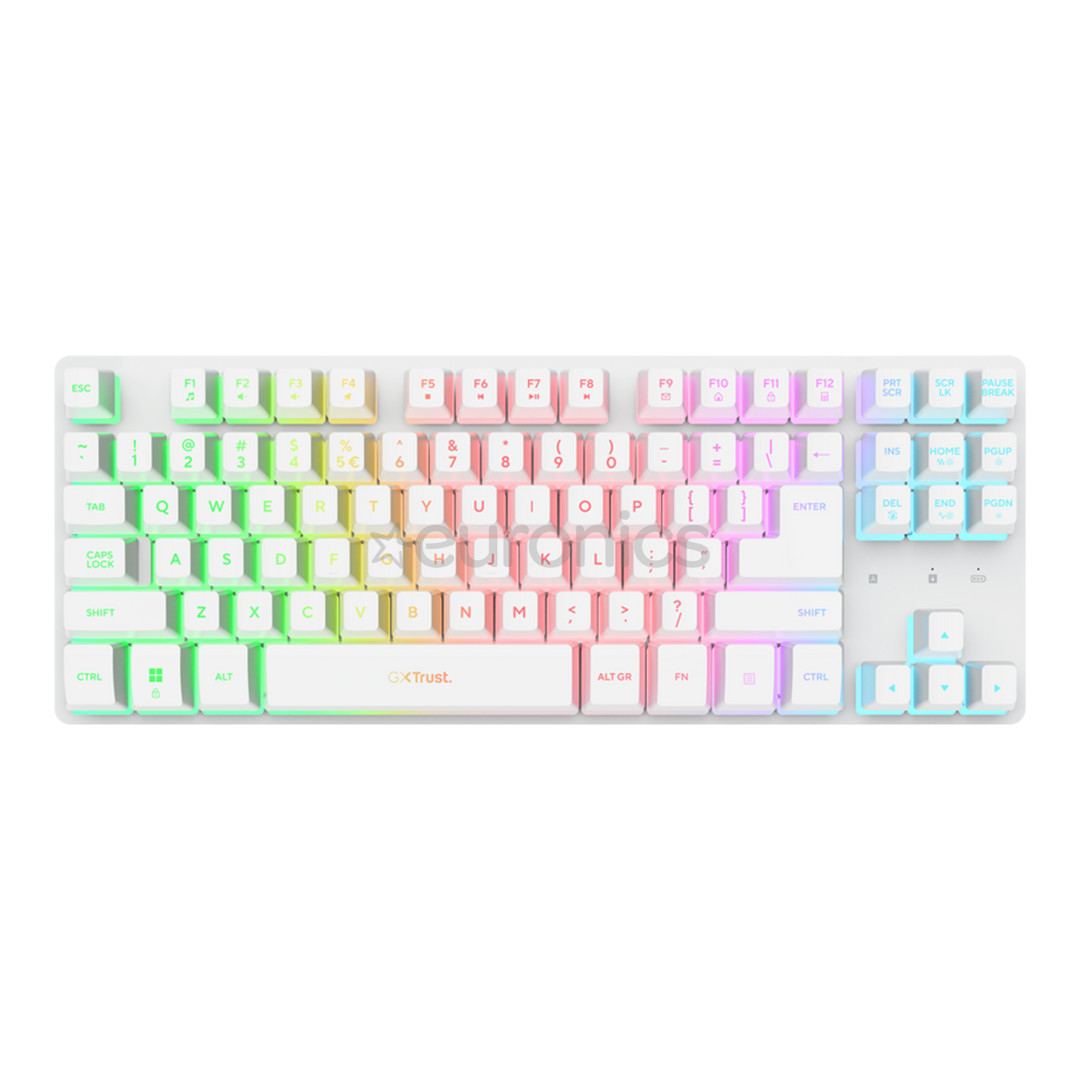 Trust GXT 831 Thado Wireless, TKL, US, white - Wireless keyboard