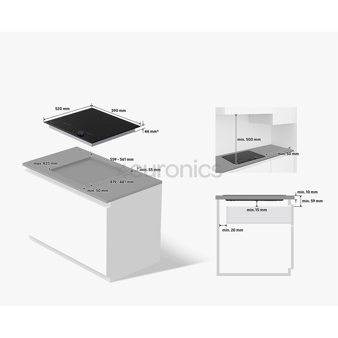 Samsung, platums 59 cm, melna - Iebūvējama indukcijas plīts virsma