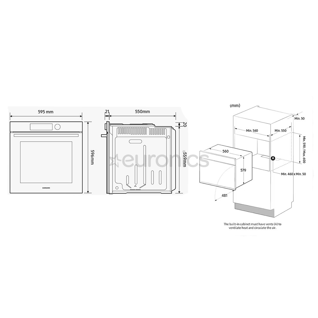 Samsung Dual Cook, каталитическая очистка, 76 л, черный - Интегрируемый духовой шкаф