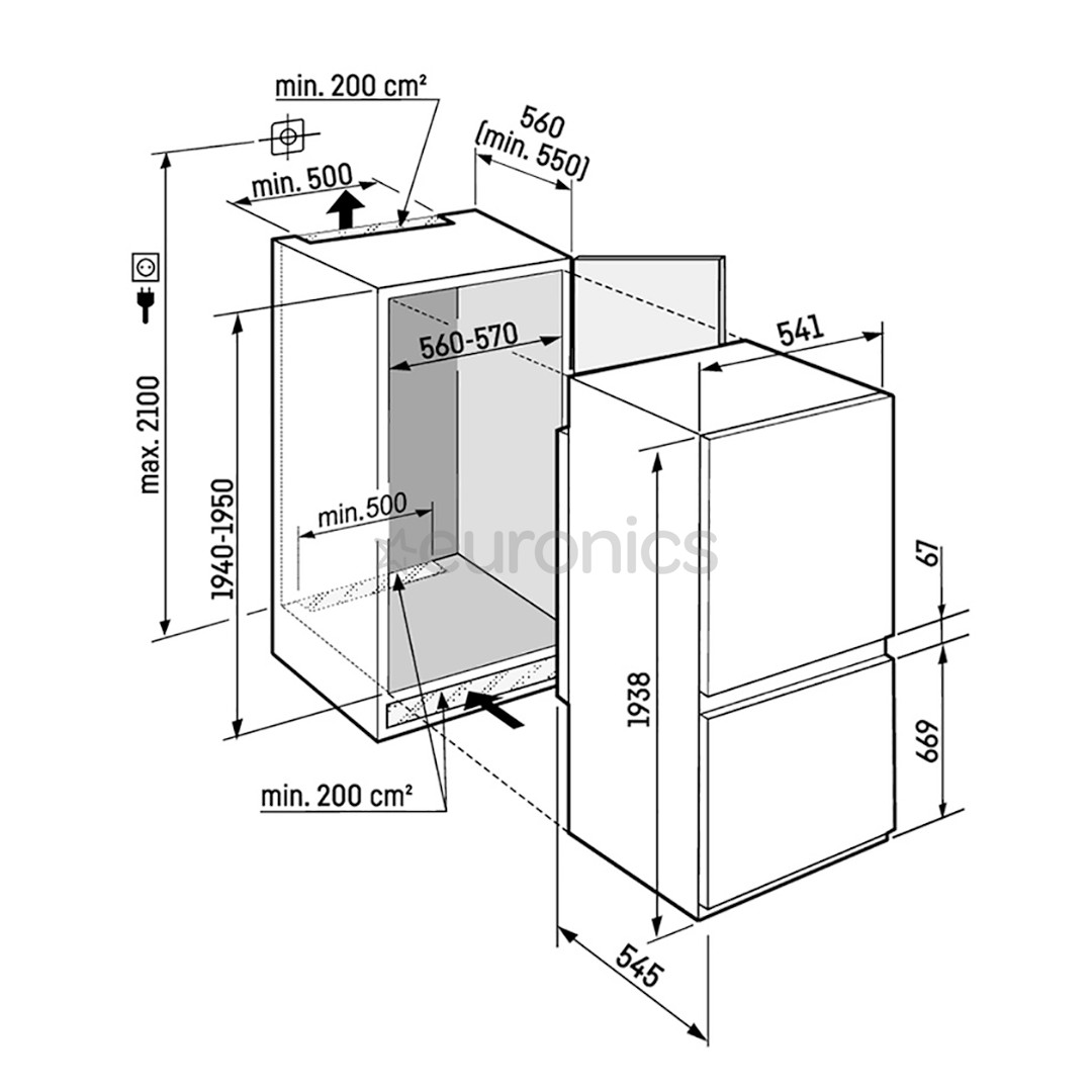 Liebherr plus BioFresh NoFrost, 273 L, height 194 cm - Built-in Refrigerator