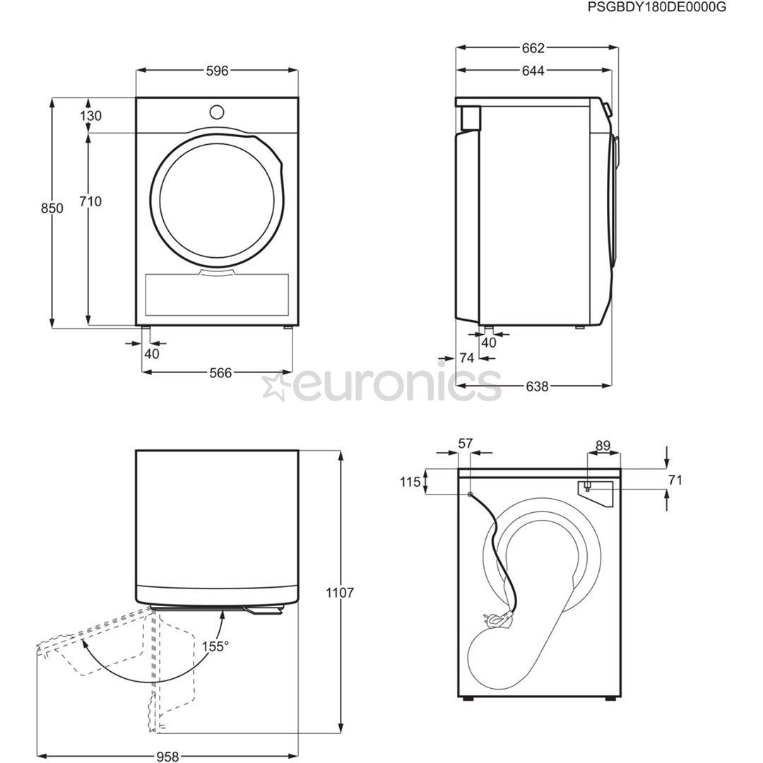 Electrolux 600 Series GentleCare, 9 kg, dziļums 63.8 cm - Veļas žāvētājs