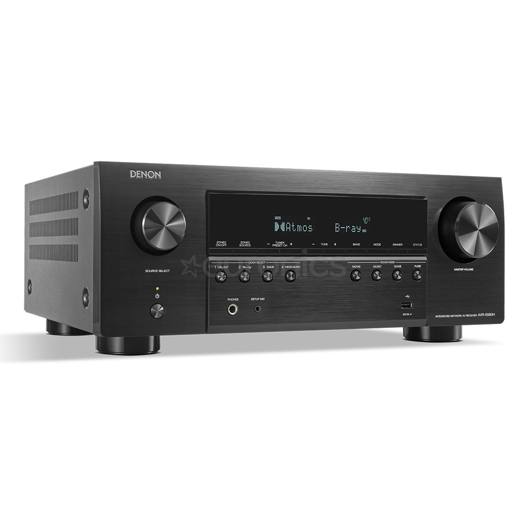 Denon AVR-S980H, 7.2, 4K/8K, melna - Resīveris