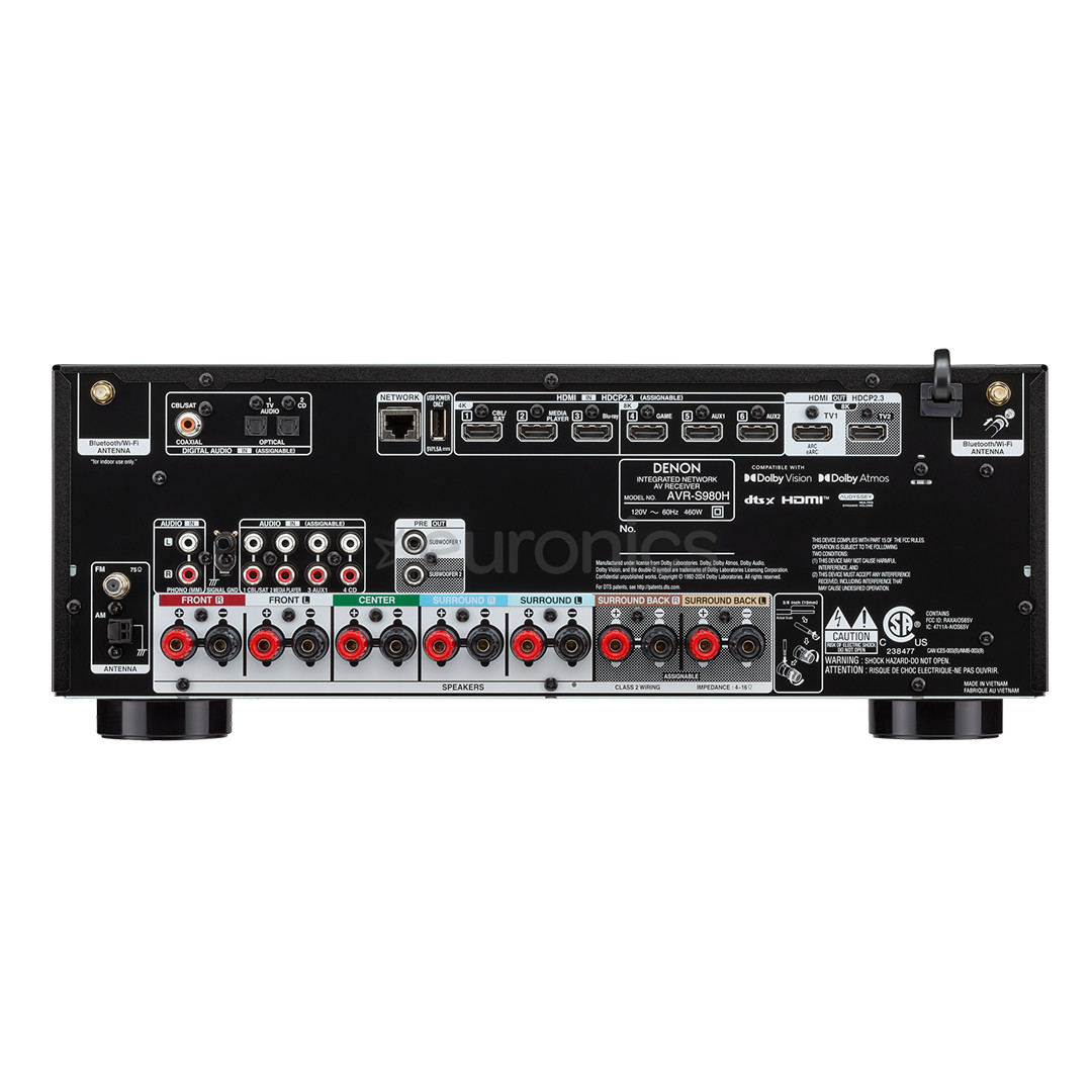 Denon AVR-S980H, 7.2, 4K/8K, melna - Resīveris