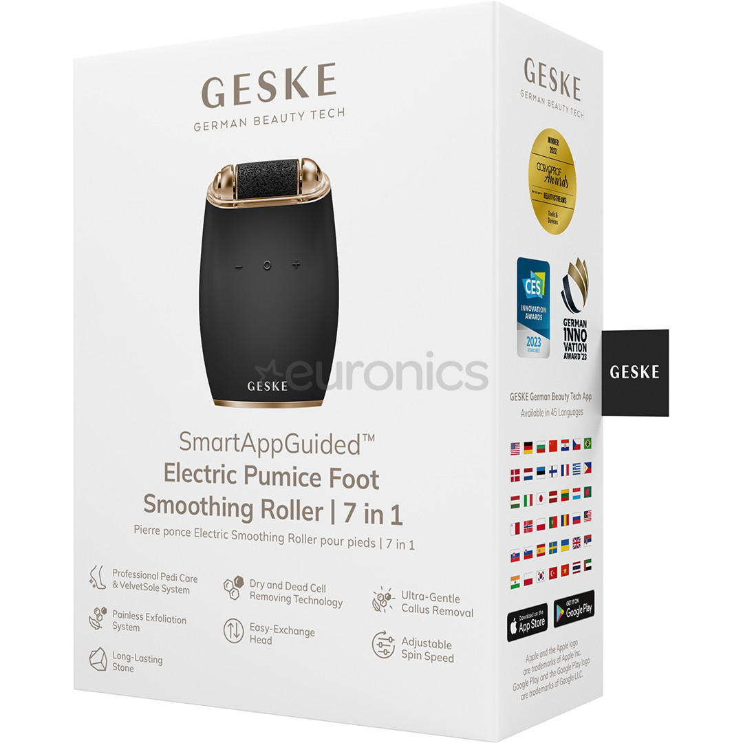 Geske SmartAppGuided, 7-in1, grey - Electric pumice foot smoothing roller