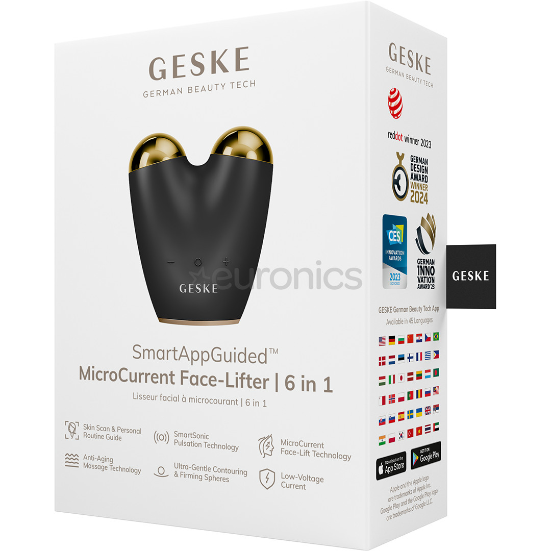 Geske SmartAppGuided, MicroCurrent Face-Lifter | 6 in 1, pelēka - Ierīce sejas ādas liftingam