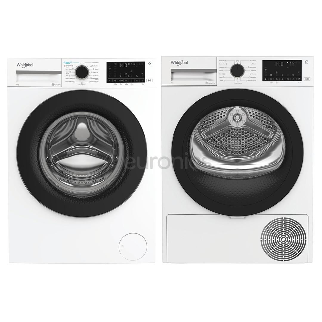 Whirlpool, 9 kg + 9 kg - Veļas mazgājamā mašīna + veļas žāvētājs