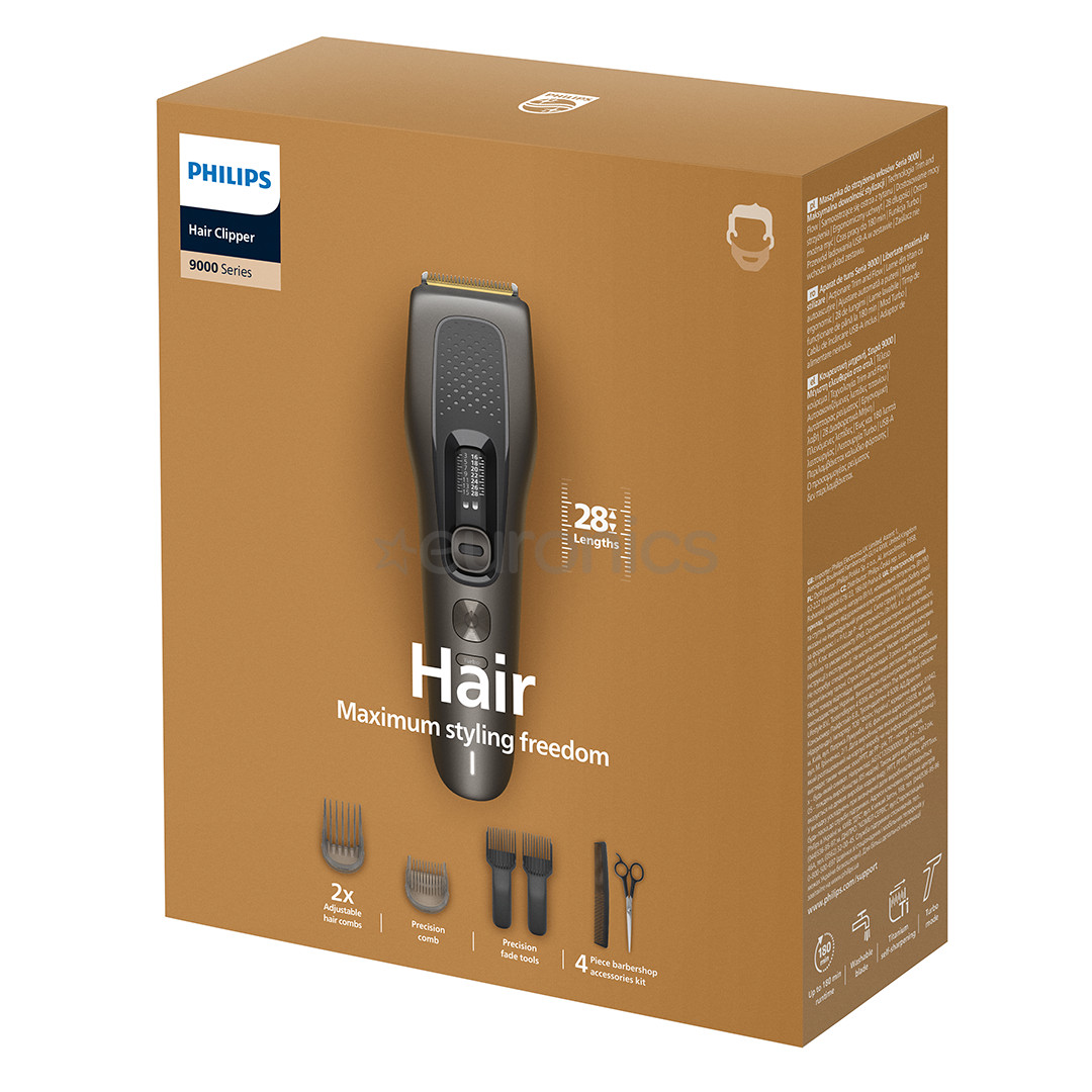 Philips, 0.5-28 mm, brūna/pelēka - Matu griežamā mašīna