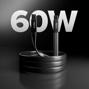 SBS Slim charging and data cable, 60 W, 1 m, USB-C, black - Cable