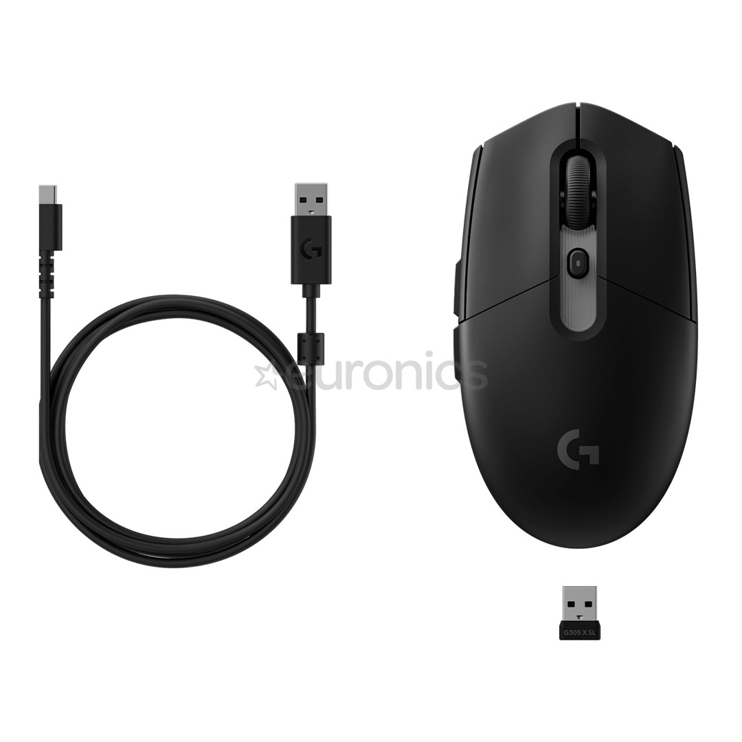 Logitech G305 X Superlight, melna - Bezvadu datorpele