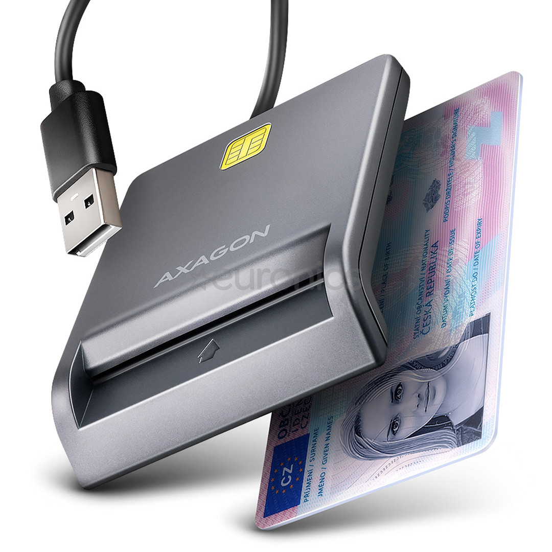 AXAGON CRE-SM3T, USB-A, серый - Считыватель ID-карты CRE-SM3T