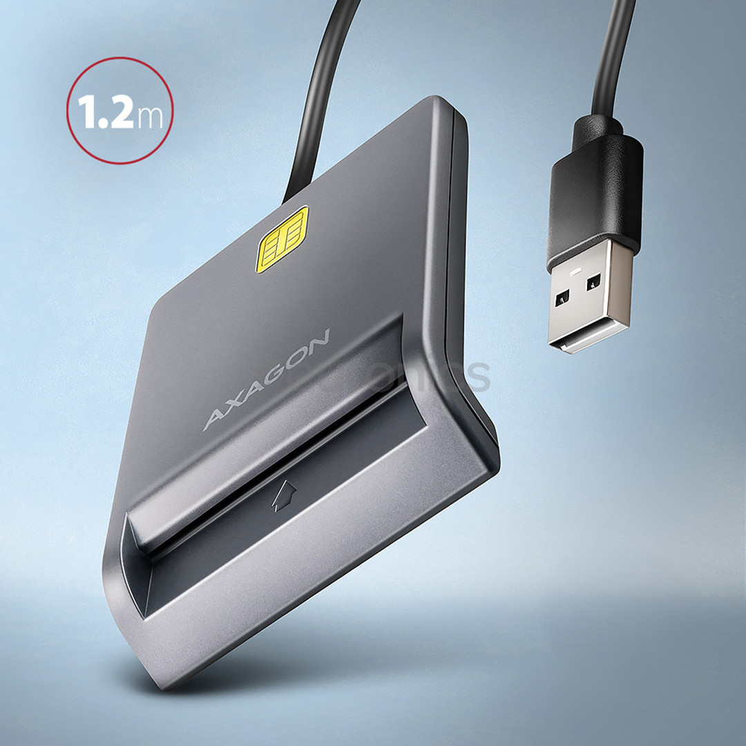 AXAGON CRE-SM3T, USB-A, серый - Считыватель ID-карты