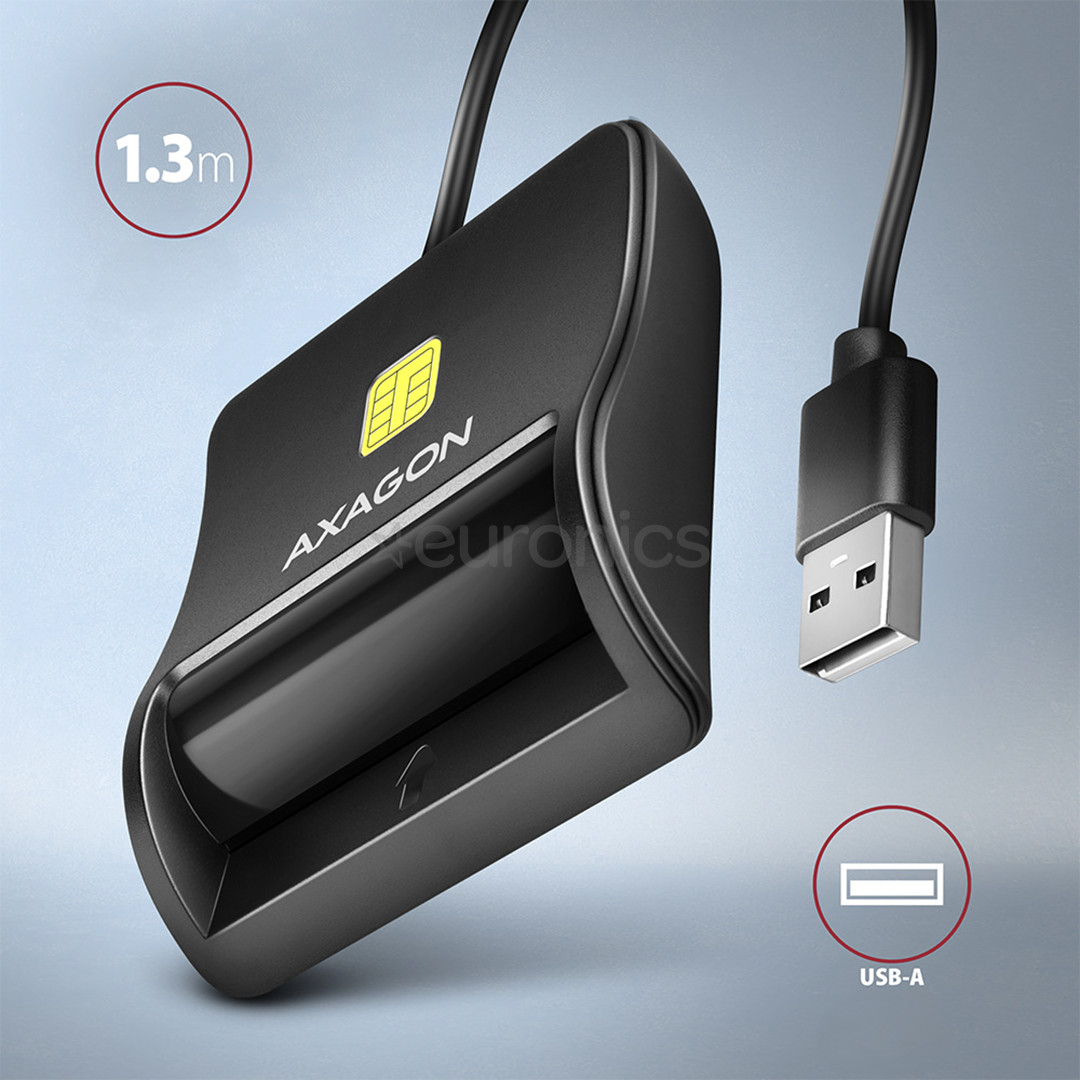 AXAGON CRE-SM3N, USB-A, черный - Считыватель ID-карты