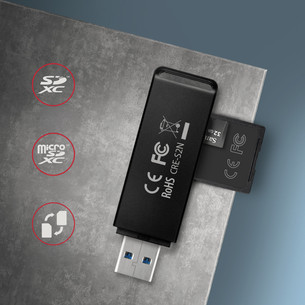 AXAGON CRE-S2N, USB-A, melna - Karšu lasītājs