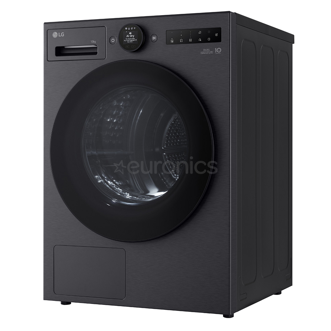 LG, Heat pump, 10 kg, depth 66 cm, matte black - Clothes dryer