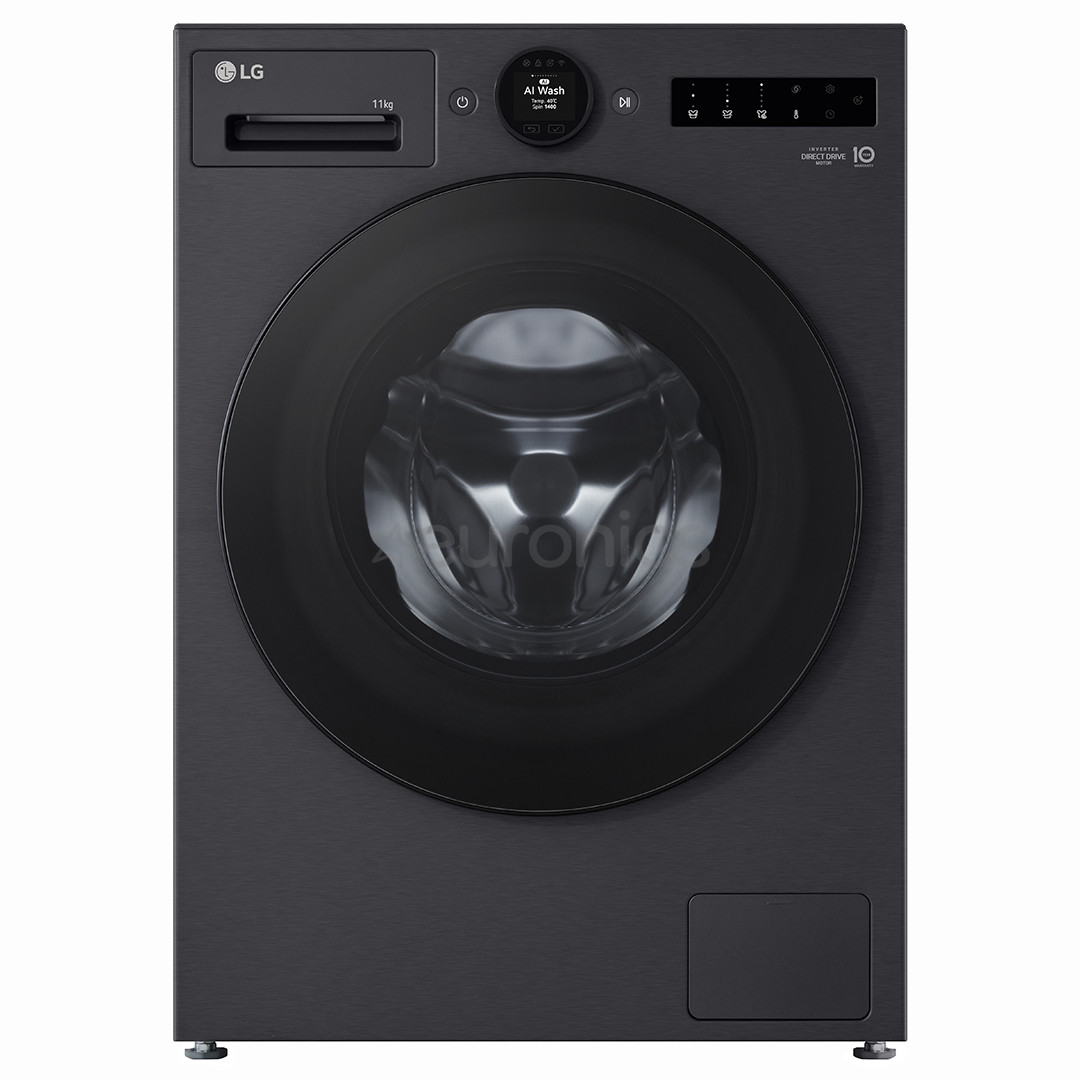 LG TurboWash 360˚, 11 kg, depth 55 cm, 1400 rpm, matte black - Front load washing machine F4X7511TBB.AEBQPCE