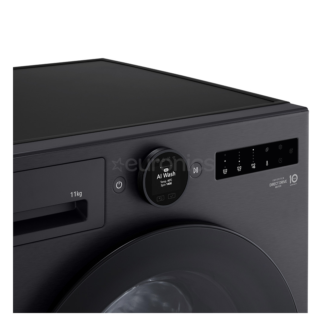 LG TurboWash 360˚, 11 kg, depth 55 cm, 1400 rpm, matte black - Front load washing machine