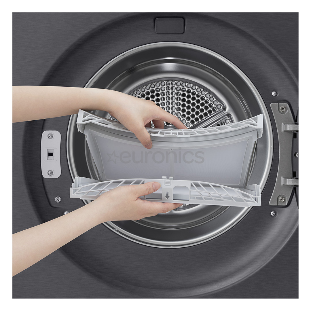 LG, Heat pump, 10 kg, depth 66 cm, matte black - Clothes dryer