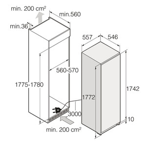 Asko, 287 L, height 178 cm - Built-in cooler