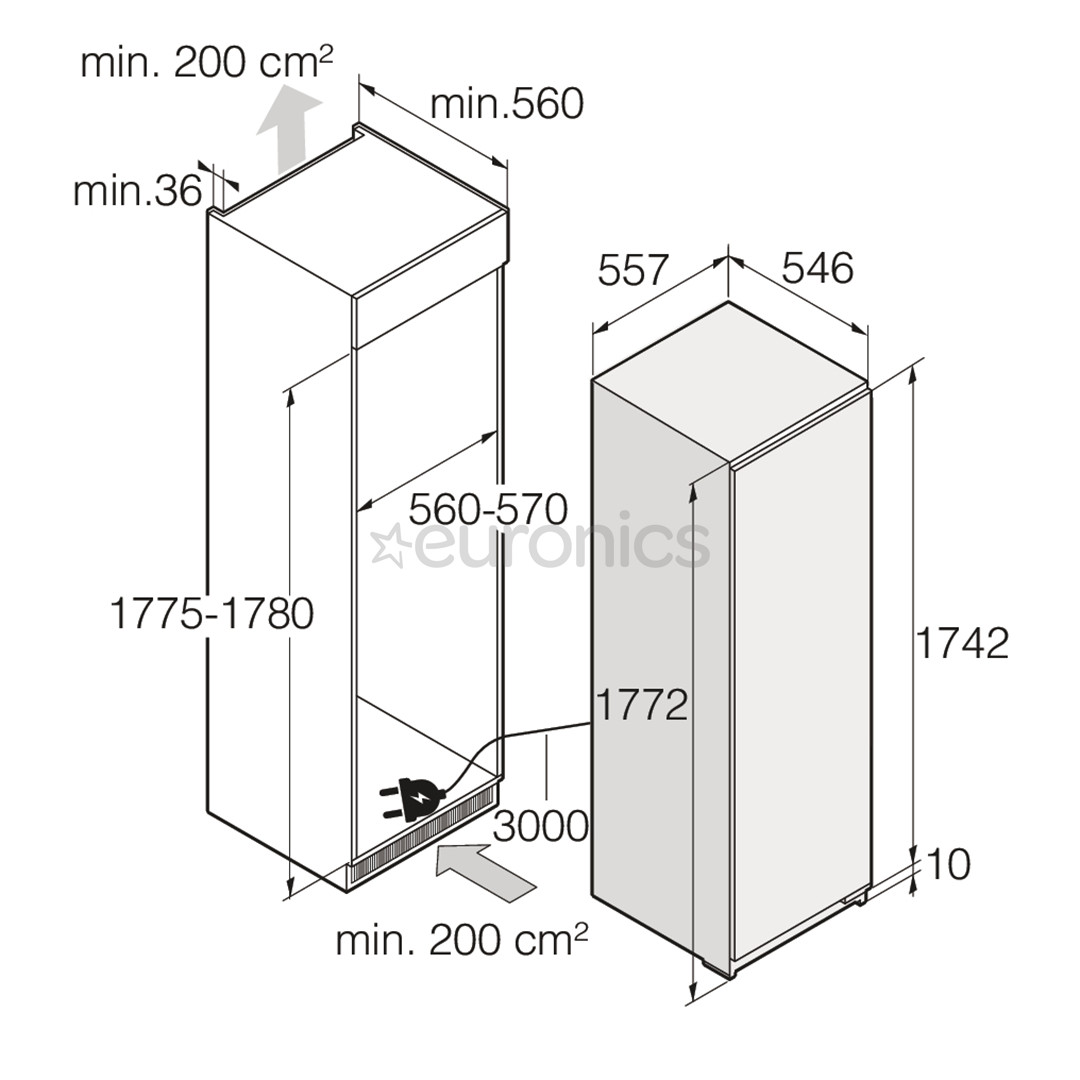 Asko, 287 L, height 178 cm - Built-in cooler