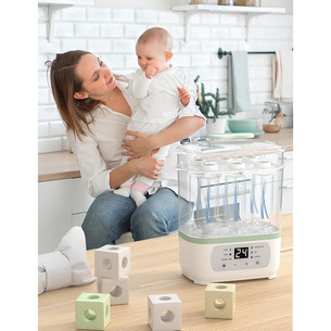 Momcozy, 8-in-1, white/green - Baby bottle steam sterilizer