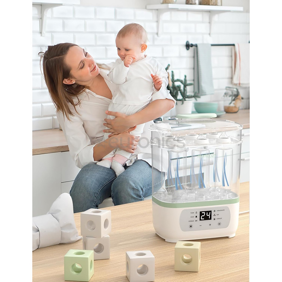 Momcozy, 8-in-1, white/green - Baby bottle steam sterilizer