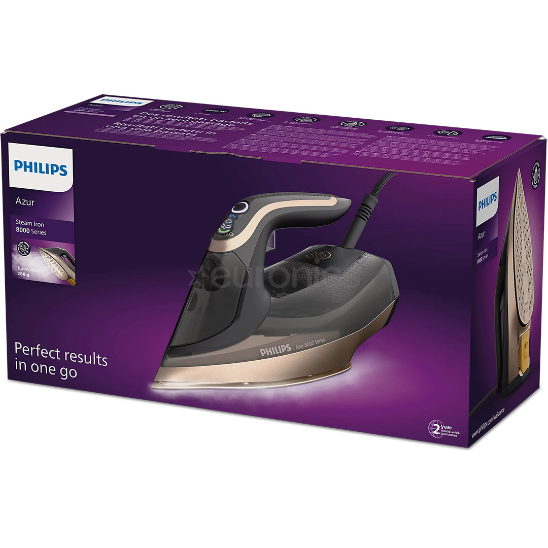 Philips Azur 8000, 3000 W, melna - Tvaika gludeklis