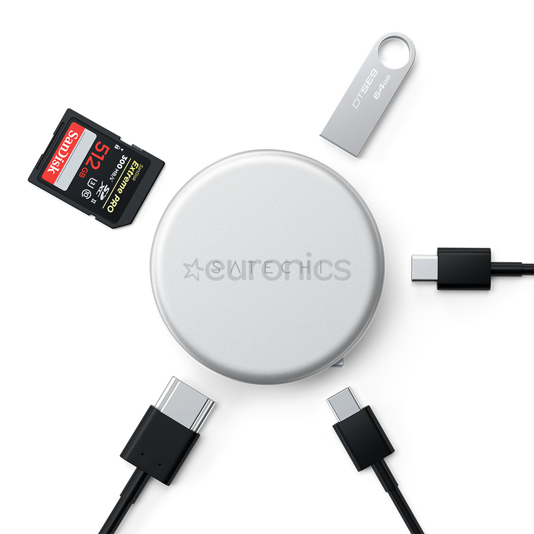 Satechi OntheGo 5-in-1 Multiport Adapter, серебристый - Адаптер
