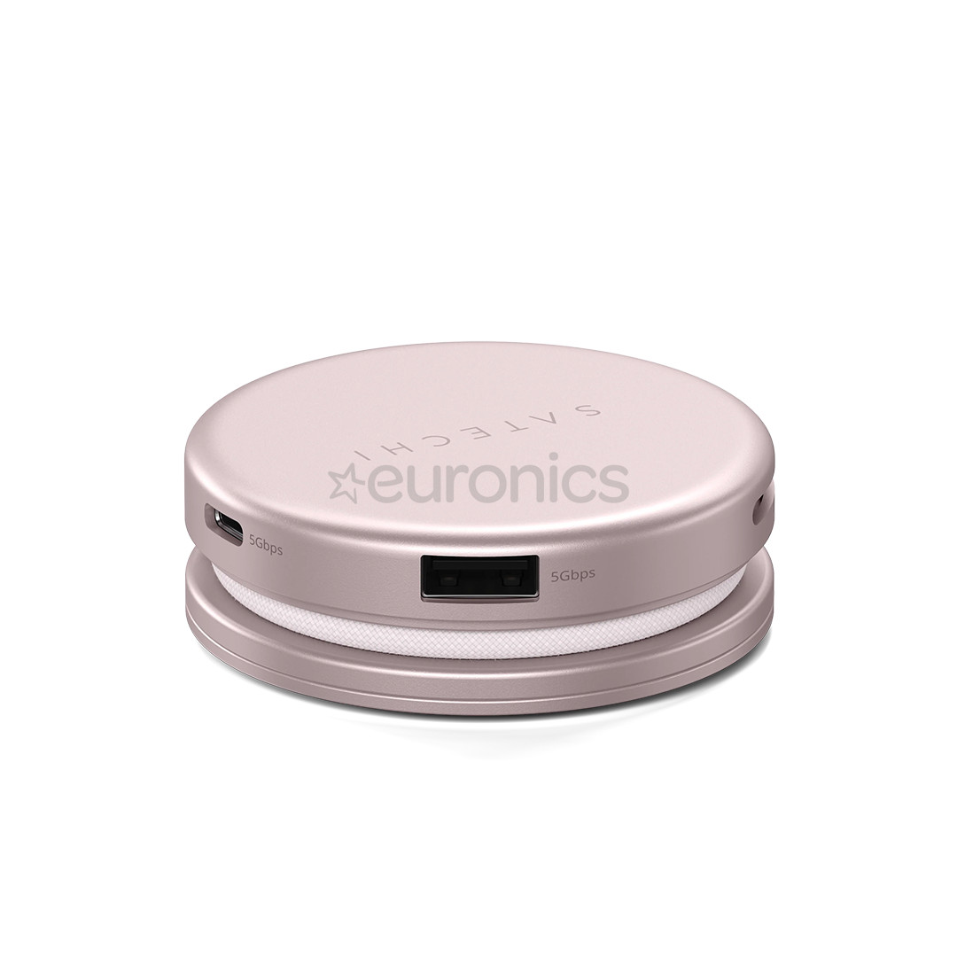 Satechi OntheGo 5-in-1 Multiport Adapter, rozā - Adapteris