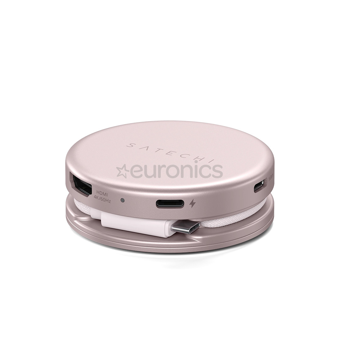 Satechi OntheGo 5-in-1 Multiport Adapter, rozā - Adapteris