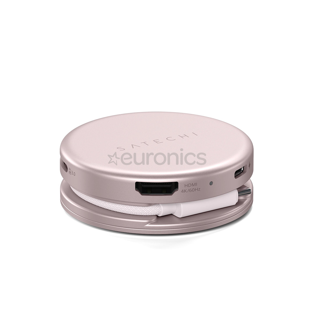 Satechi OntheGo 5-in-1 Multiport Adapter, rozā - Adapteris