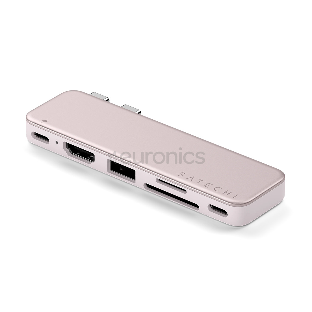 Satechi USB-C Snap Hub, MacBook Neo, rozā - Adapteris