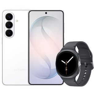 Samsung Galaxy S26, 256 GB, white + Watch8, 40mm, LTE, darkgray - Smart device bundle SM-S942BZWG-SM-L325F