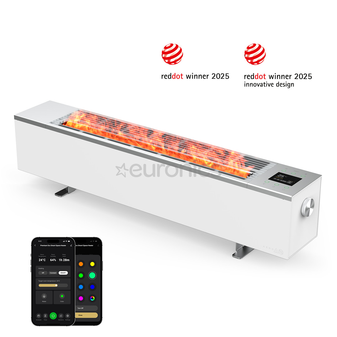 Aeno, 2000 Вт, белый - Обогреватель с эффектом камина Premium Eco Smart