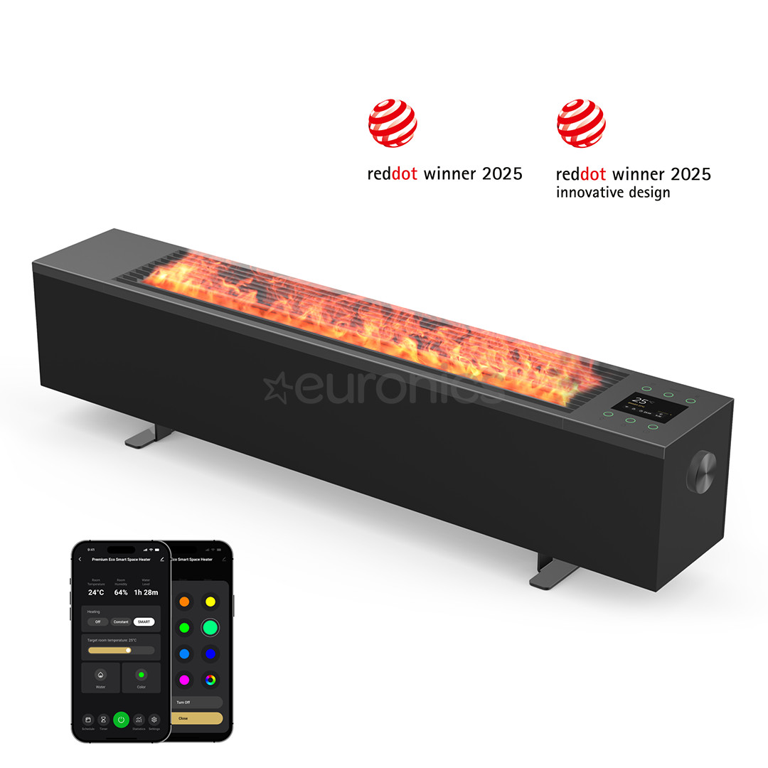 Aeno, 2000 Вт, черный - Обогреватель с эффектом камина Premium Eco Smart