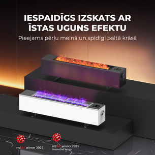 Aeno, 2000 Вт, черный - Обогреватель с эффектом камина Premium Eco Smart