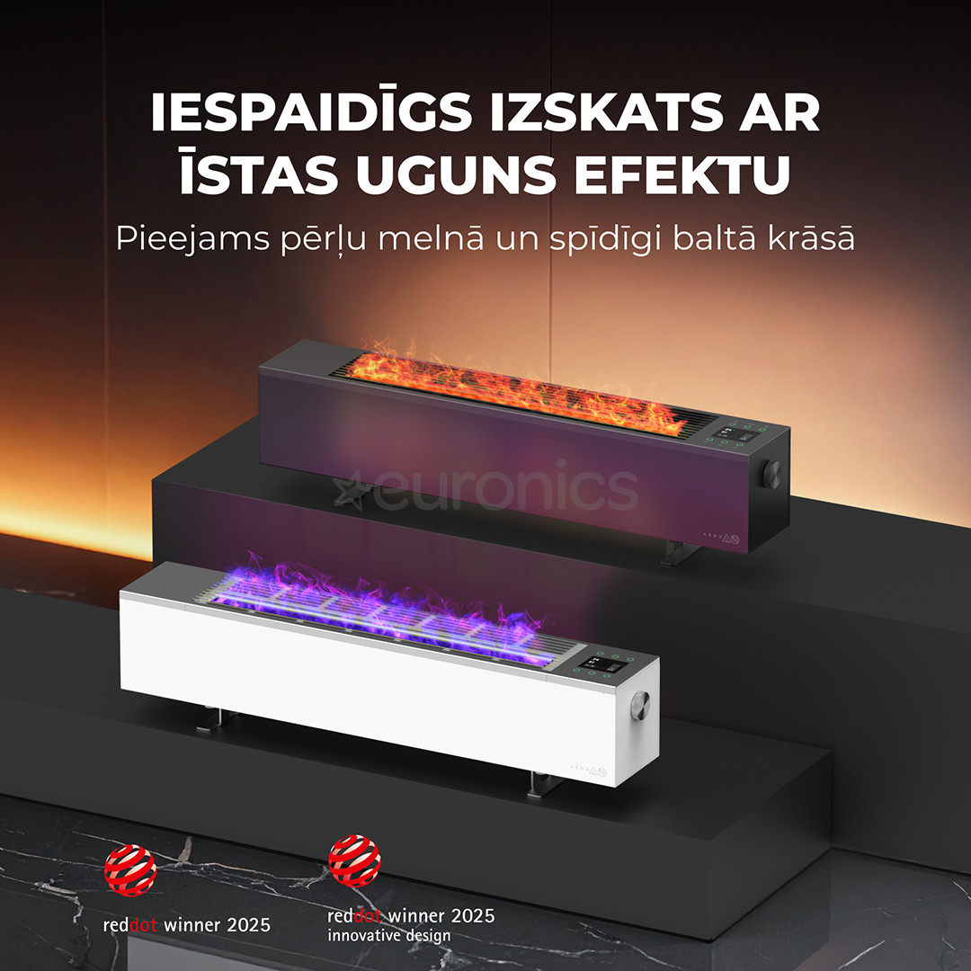 Aeno, 2000 Вт, черный - Обогреватель с эффектом камина Premium Eco Smart