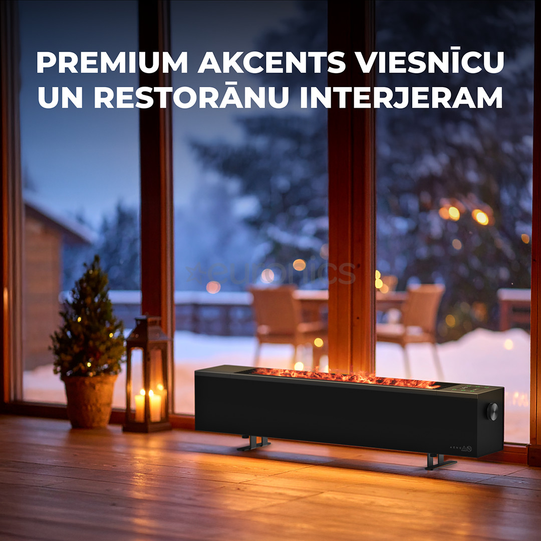 Aeno, 2000 Вт, черный - Обогреватель с эффектом камина Premium Eco Smart
