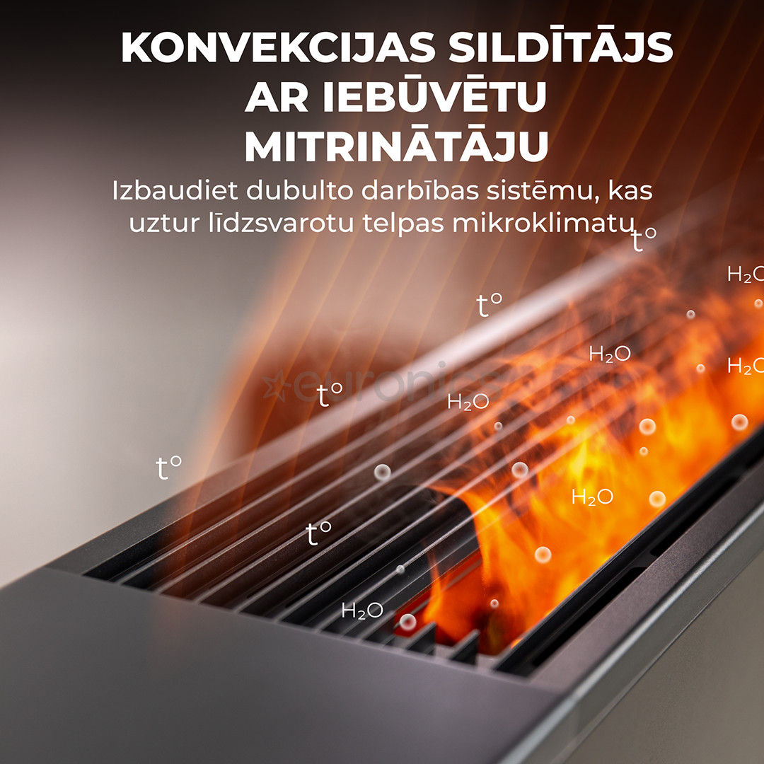 Aeno, 2000 Вт, черный - Обогреватель с эффектом камина Premium Eco Smart