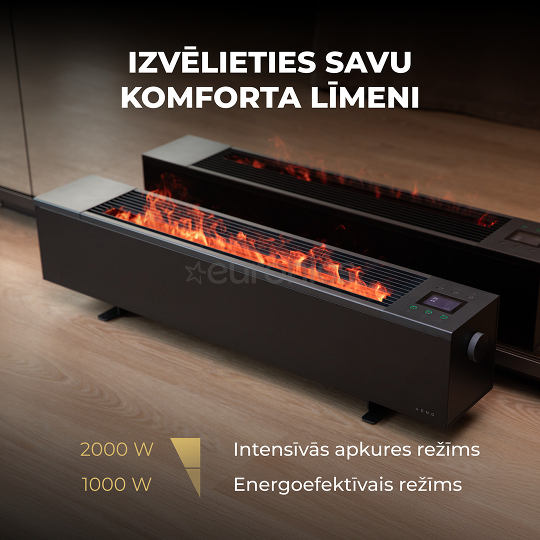 Aeno, 2000 Вт, черный - Обогреватель с эффектом камина Premium Eco Smart
