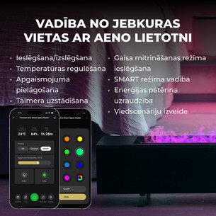 Aeno, 2000 Вт, черный - Обогреватель с эффектом камина Premium Eco Smart