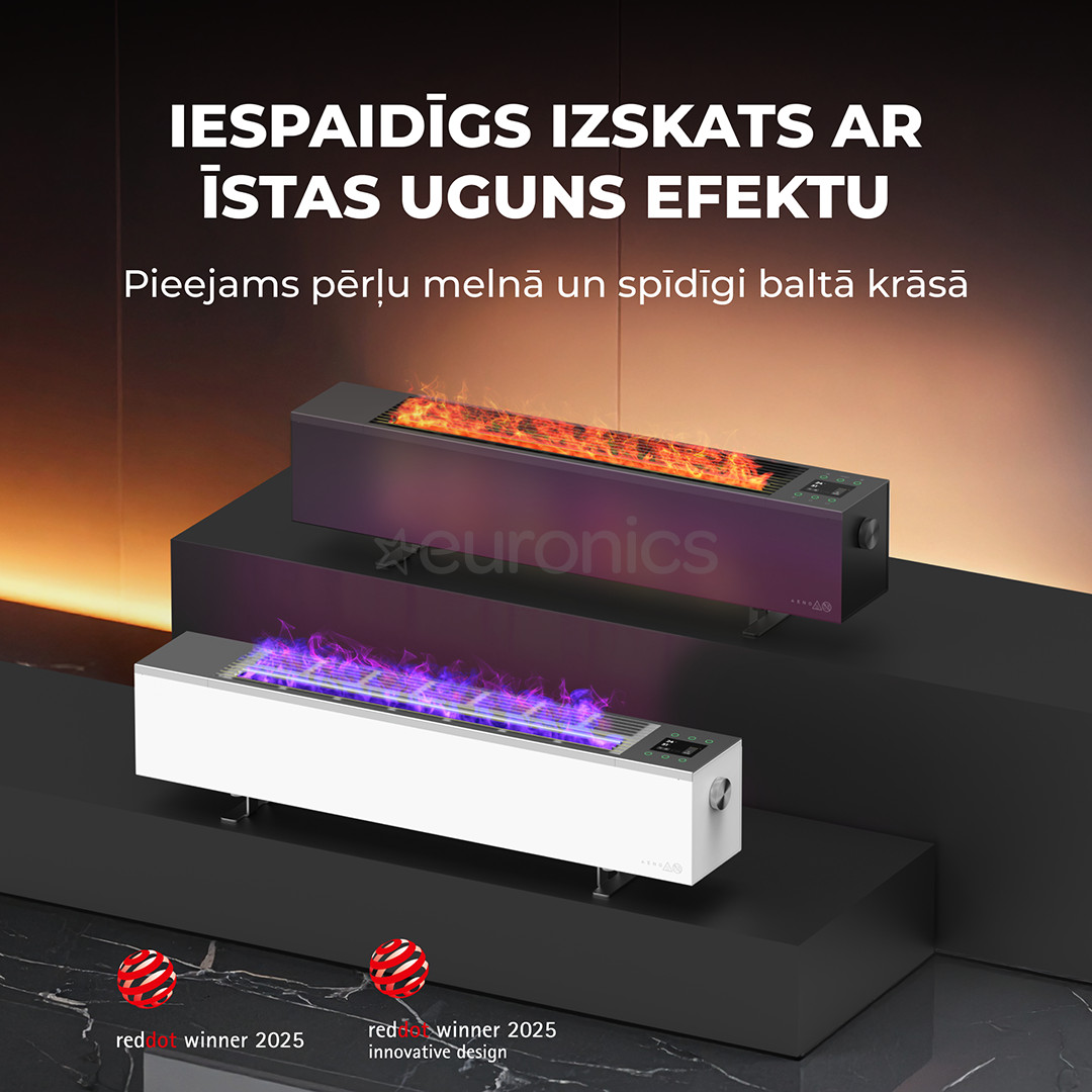 Aeno, 2000 Вт, белый - Обогреватель с эффектом камина Premium Eco Smart