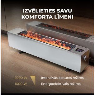 Aeno, 2000 Вт, белый - Обогреватель с эффектом камина Premium Eco Smart