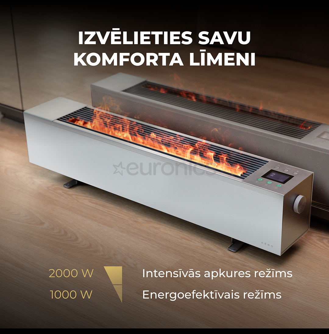 Aeno, 2000 Вт, белый - Обогреватель с эффектом камина Premium Eco Smart