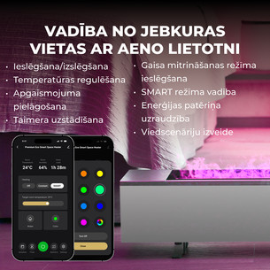 Aeno, 2000 Вт, белый - Обогреватель с эффектом камина Premium Eco Smart