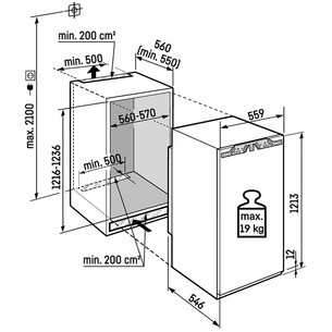 Liebherr, 174 L, augstums 122 cm - Iebūvējams ledusskapis