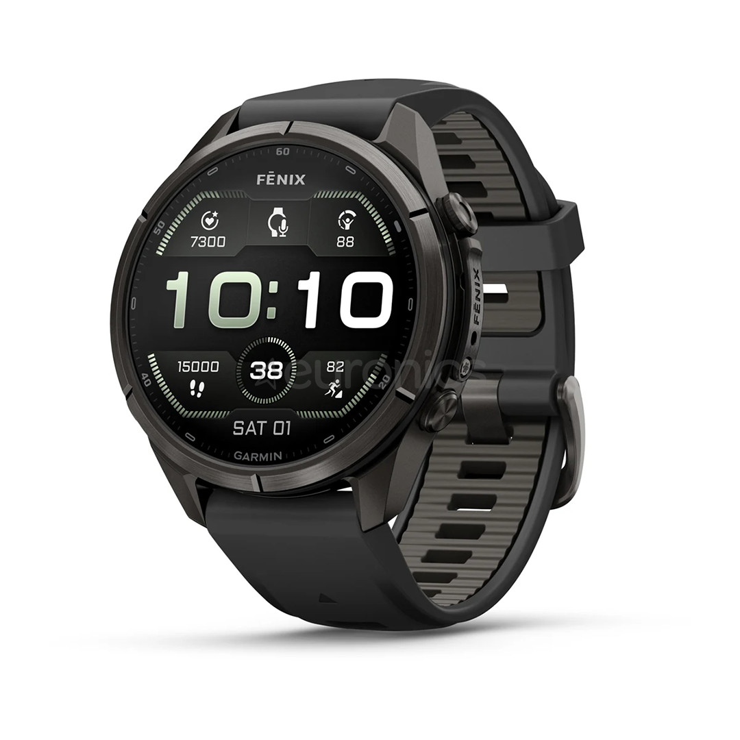 Garmin Fenix 9 Pro, 43 mm, black titanium, black / pebble grey - Sports watch