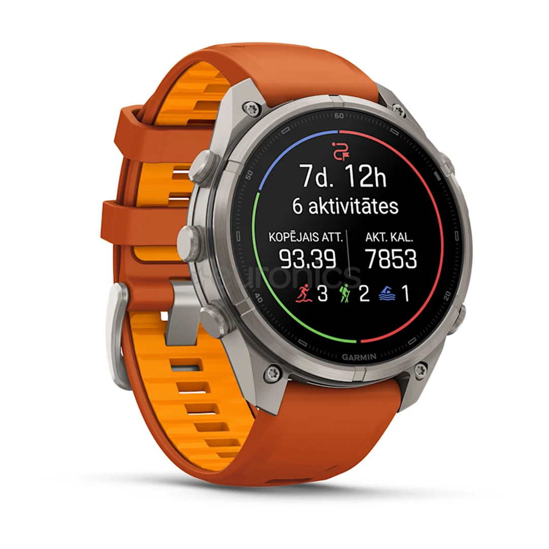Garmin Fenix 9 Pro, 47 mm, inReach, titāna, pelēka/oranža - Viedpulkstenis