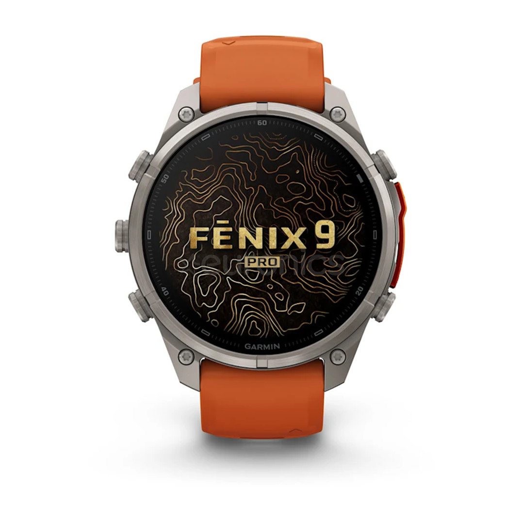 Garmin Fenix 9 Pro, 47 mm, inReach, titāna, pelēka/oranža - Viedpulkstenis