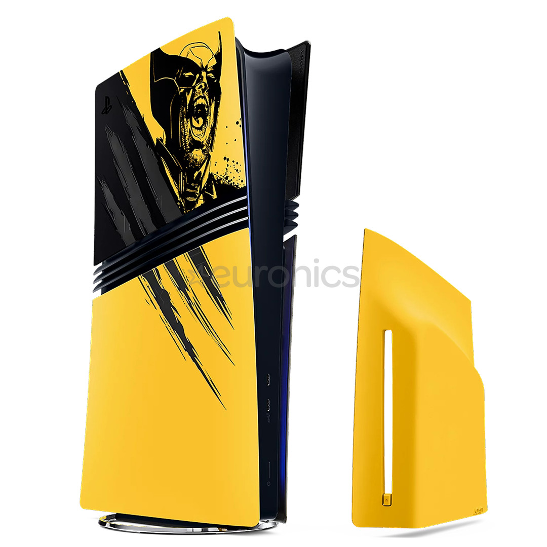 Sony Marvel's Wolverine Battle Yellow Limited Edition Console Cover, PlayStation 5 Pro, dzeltena/melna - Apvalks